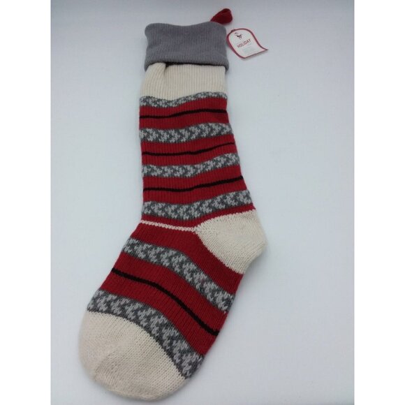 Pottery Barn Kids Alex Natural Fair Isle Train Wool Christmas Xmas Stocking - Picture 12 of 16